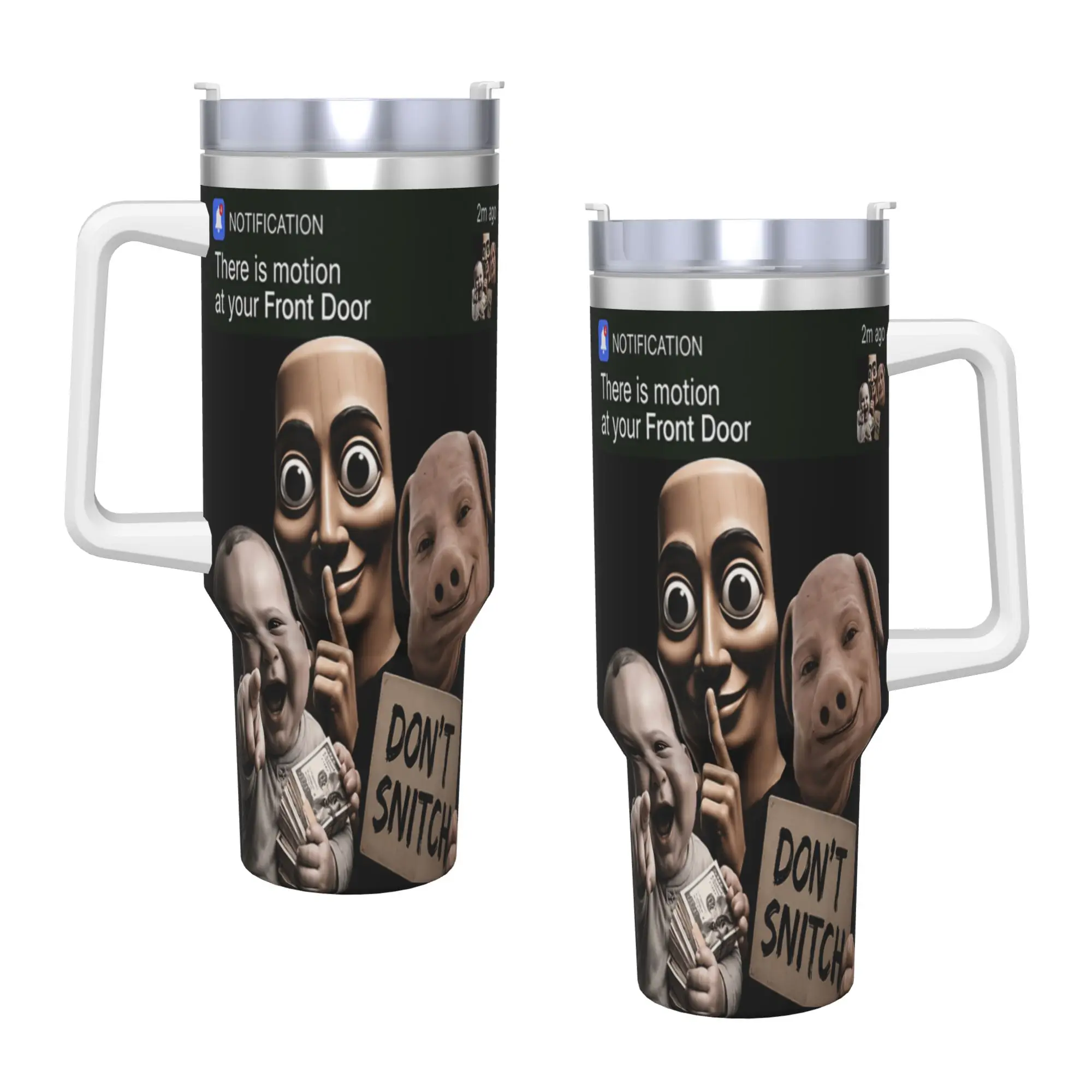 Motion at Your Front Door Tung Sahur John Pork Ai Baby Meme Tumbler  Cold Drink Water Bottle Leakproof Steel Thermal Cups