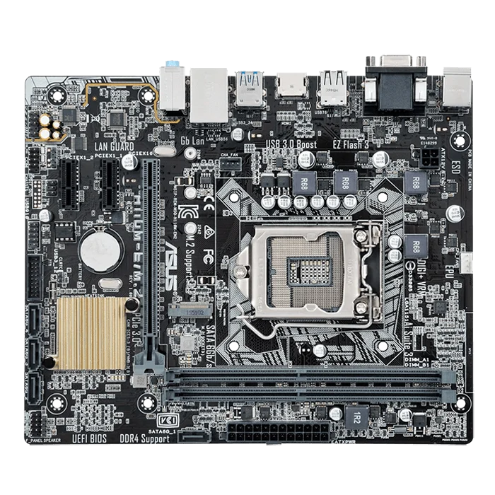 Imagem -03 - Placa-mãe Asus-h110m-e M.2 Lga 1151 Intel H110 Ddr4 32g Suporta I36100 I37300 I5-6500t I5-7600 Micro Atx