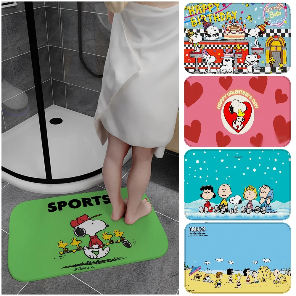 1PC Kawaii S-Snoopy Cartoon Floor Mat Entrance Door Mat Washable Non-Slip Living Room Sofa Chairs Area Mat Kitchen Doormat