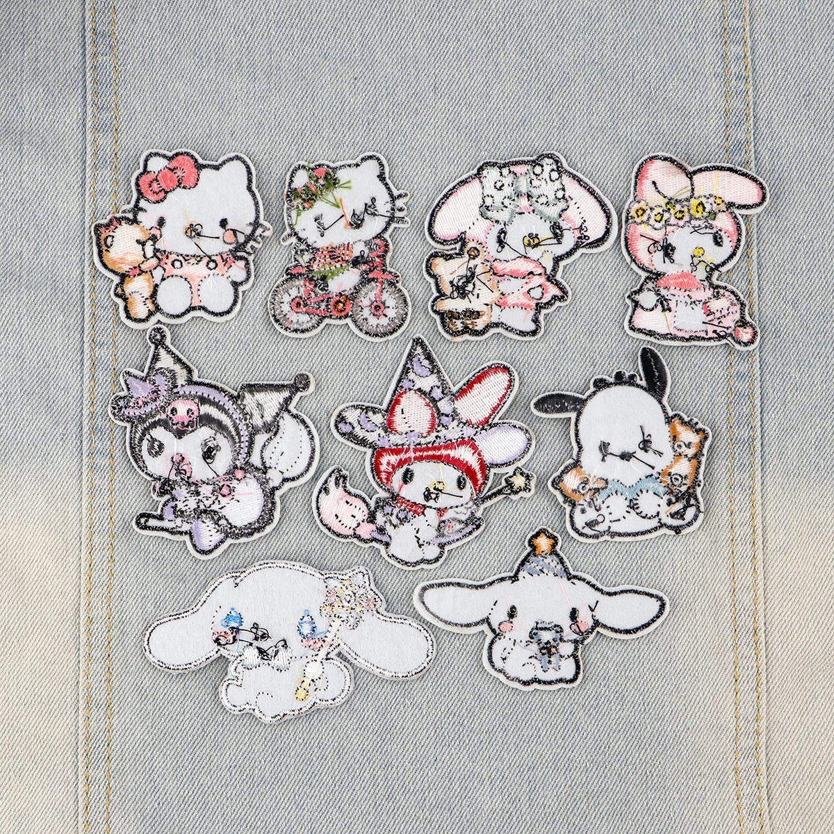 Anime White Dog Patches for Clothing Kawaii Embroidered Patches on Clothes Stickers DIY Ironing Appliques Jacket Jeans Stripes