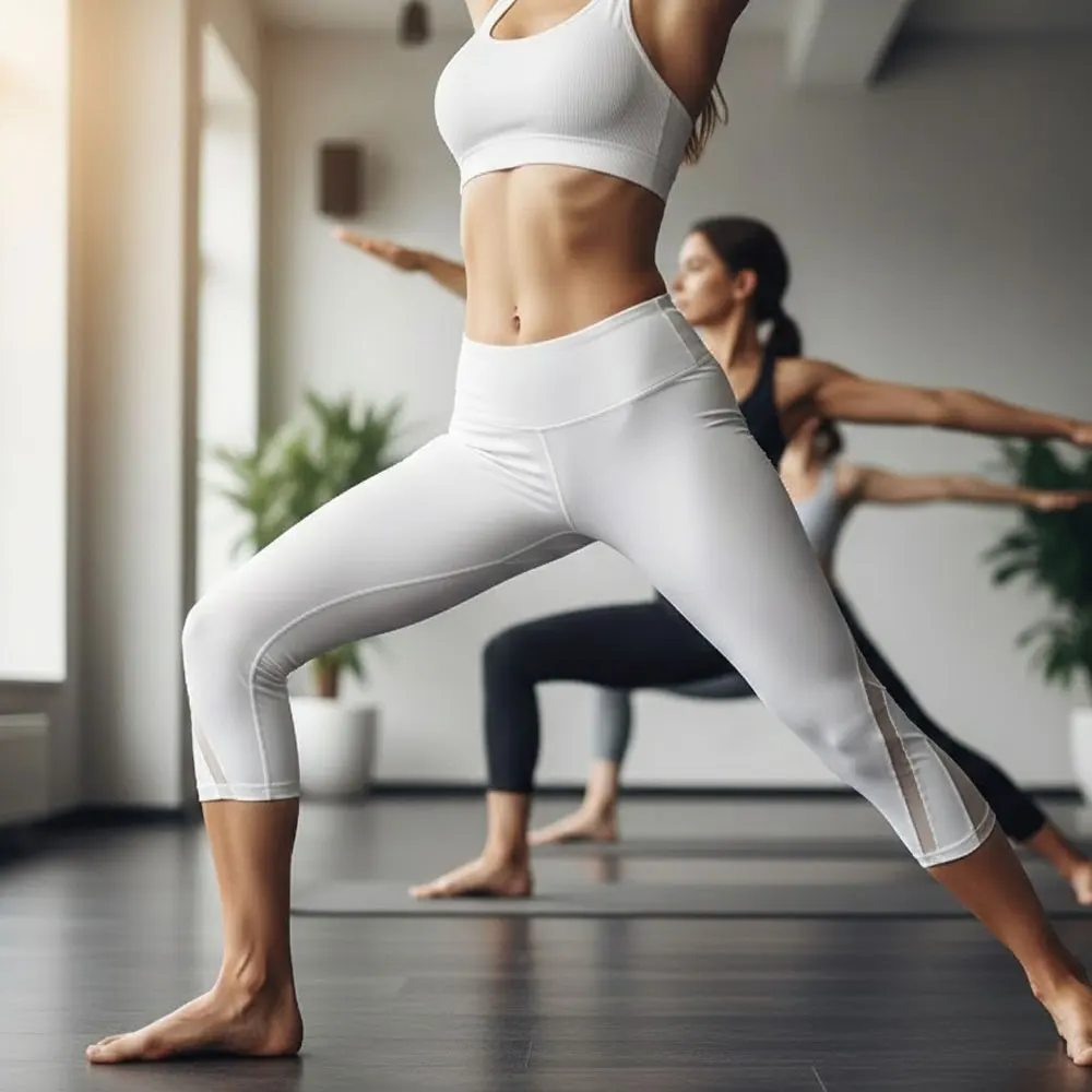 

Современные и эстетические женские эстетические сетчатые штаны для йоги — гладкие леггинсы-капри с высокой посадкой, дышащие спортивные колготки