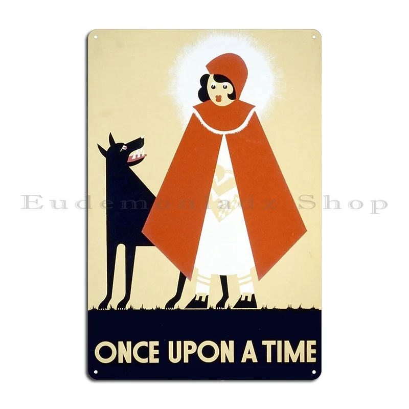 once upon a time little red riding hood vintage poster Metal Plaque Poster personalized Kitchen Living Room Tin Sign Poster