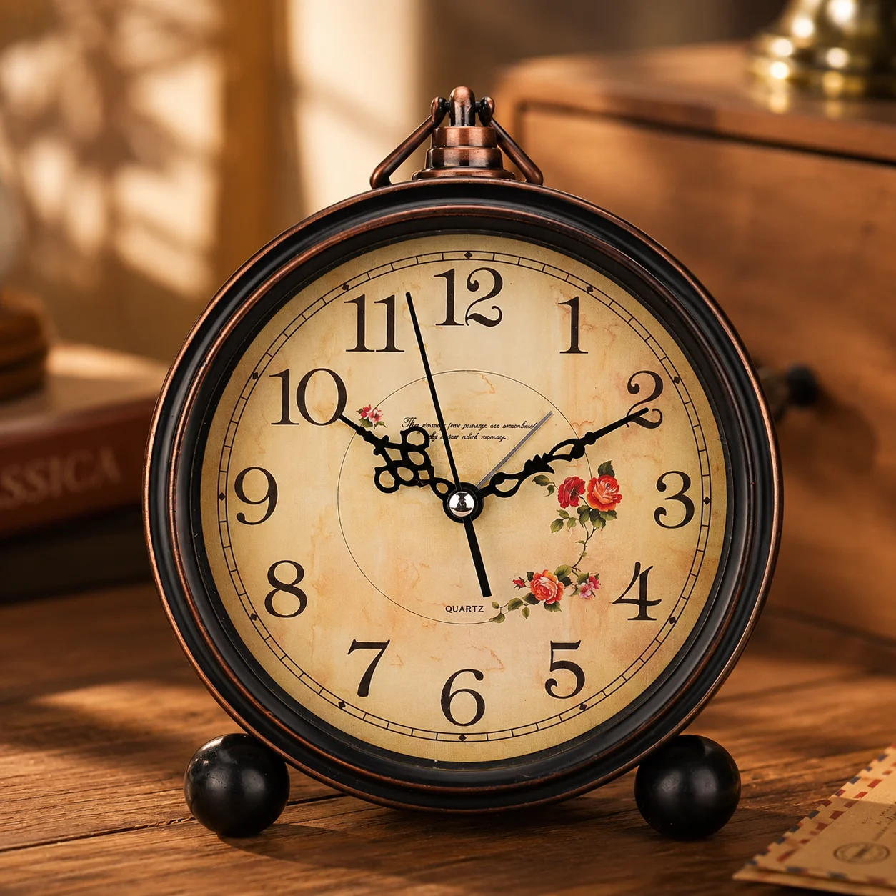 4 Inch Vintage Retro Silent Desk Clock Antique Table Watch Home Office Bedroom Decor