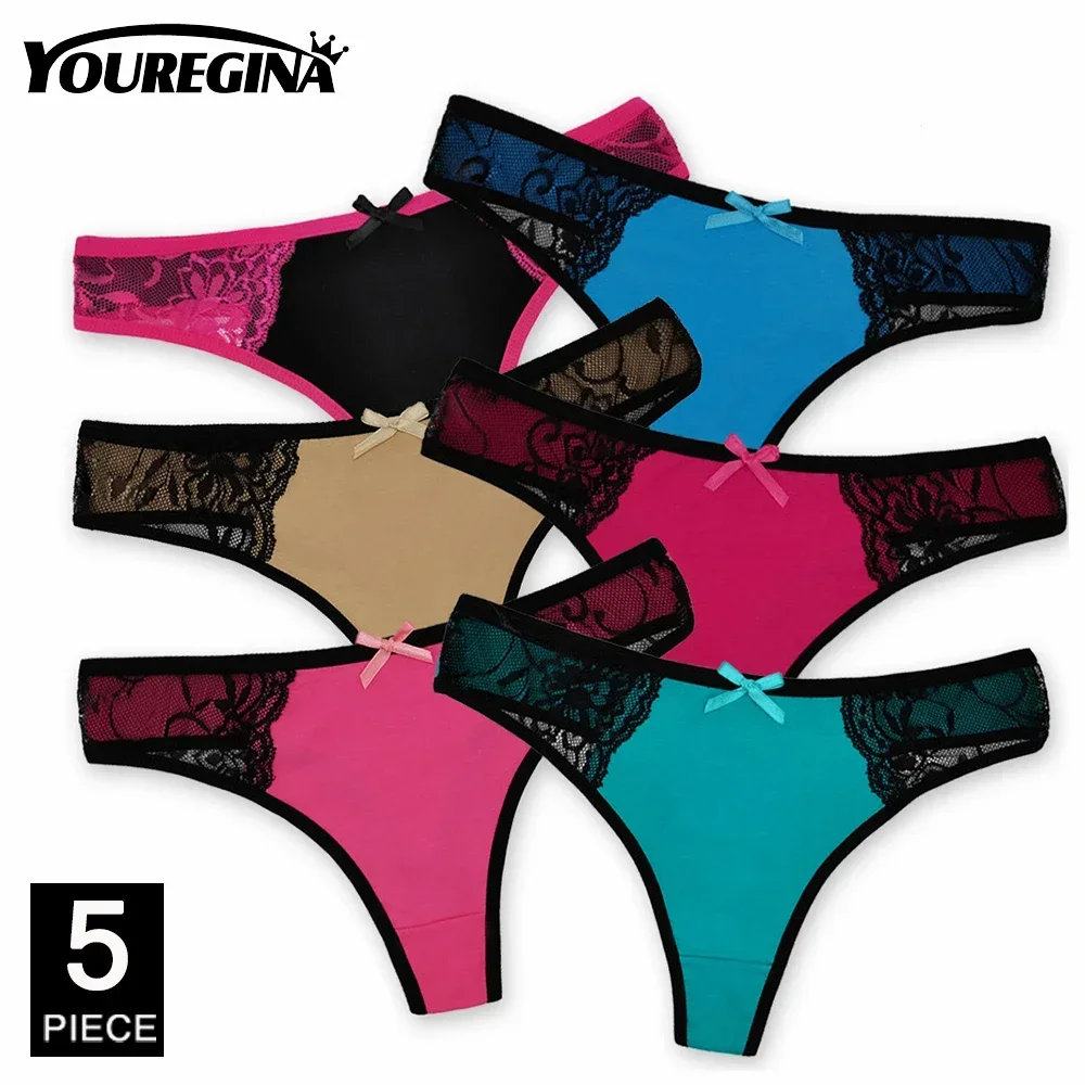 Senhoras algodão tangas calcinha feminina culottes sexy g cordas roupa interior feminina lingerie conforto macio baixo aumento tangas 5 pçs/lote