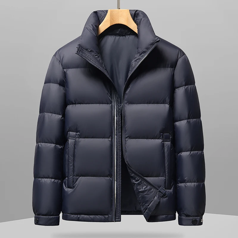 

Stand Collar 90% White Duck Down Jackets 2025 Winter Men's Solid Color Warm Puffer Coats Outwear Windproof Padded Tops Clothing