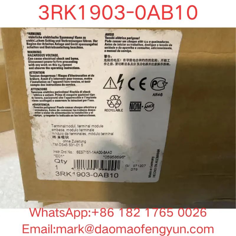 3RK1903-0AB10 Brand New Terminal module for ET 200S DS for DOL starter without supply line connection,