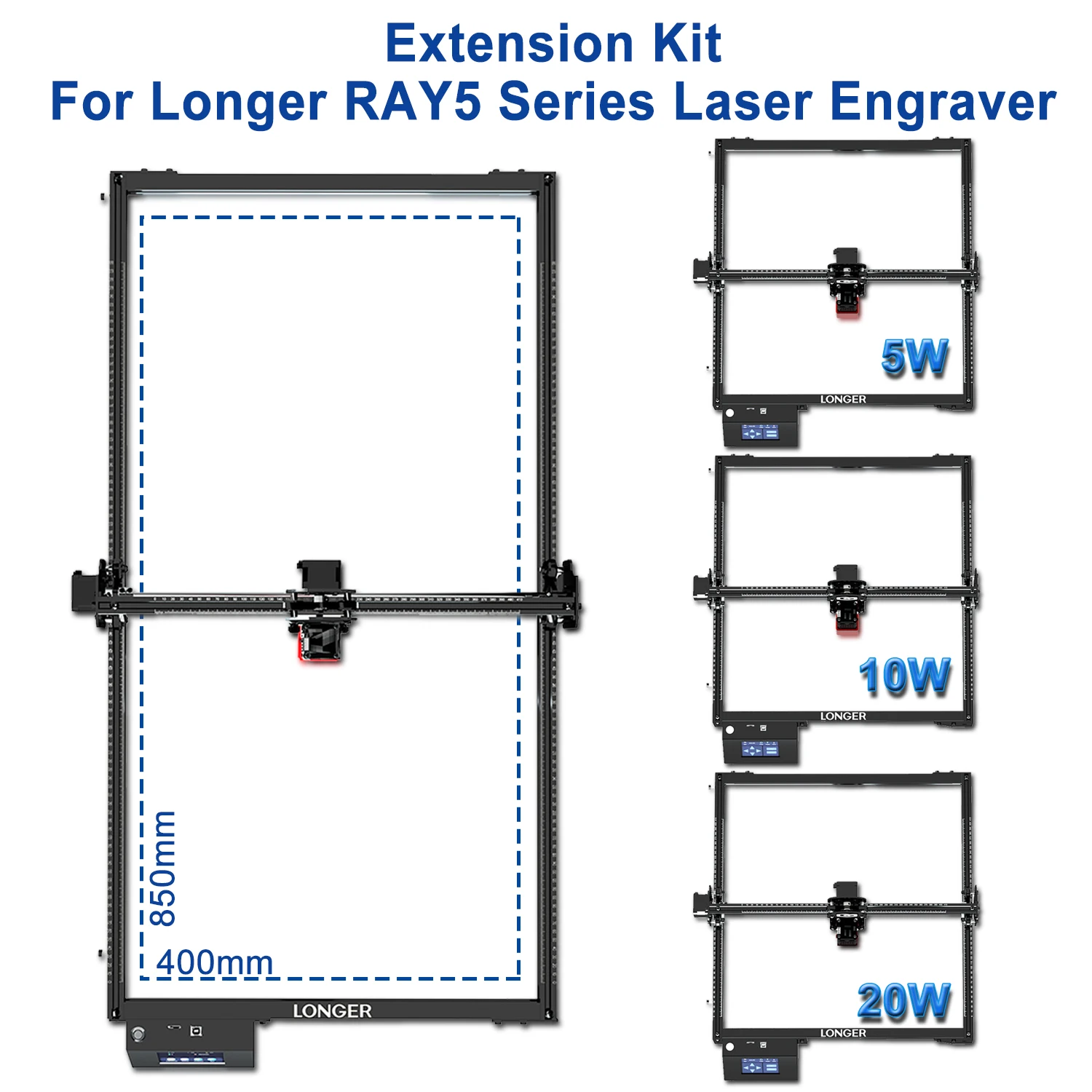 Imagem -03 - Kit de Extensão Mais Longo para Área de Gravação com Acessórios Eixo y Expandido para 400*850 mm Ray5 5w 10w 20w