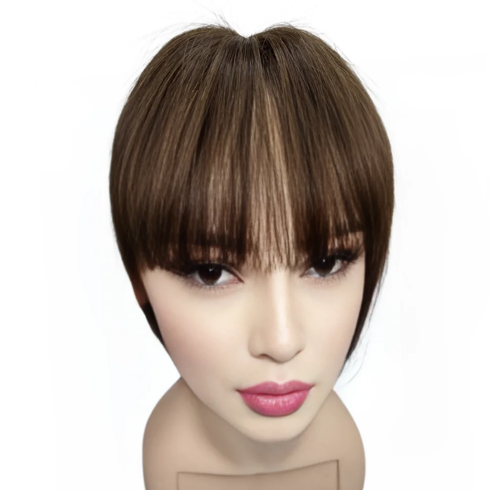 25cm 100% postiches de cheveux humains pour femmes pinces à cheveux dans l'extension de Toppers pour femme toupet frange droite couverture cheveux gris