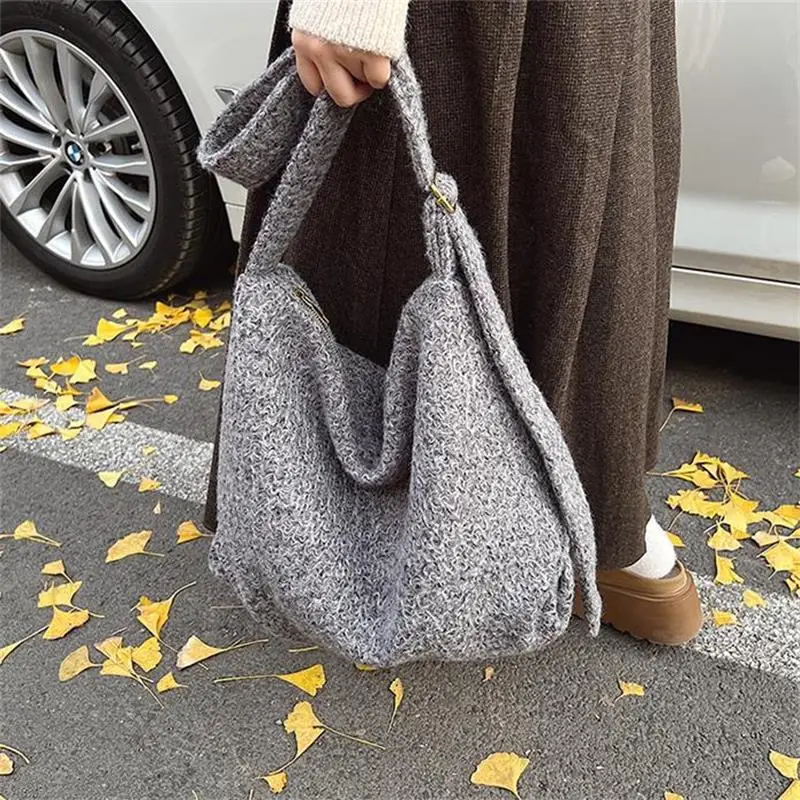 حقيبة كتف نسائية من القطيفة للخريف والشتاء بسحاب ذات سعة كبيرة وحزام كتف واحد وحقيبة كروس بسيطة للركاب #5