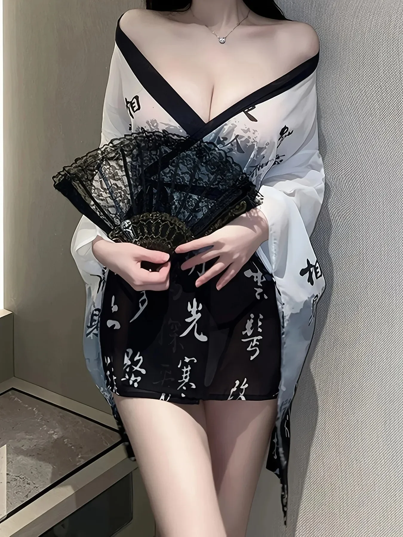 Kimono Bathrobe Women Sexy Lingerie Mesh Nightgown Perspective Pajama Temptation Nightwear Japanese Robes See Through Sleepwear