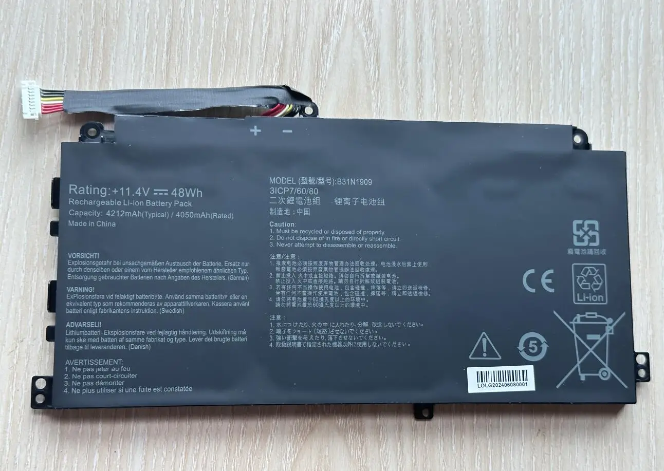 Imagem -04 - Bateria do Portátil para Asus Chromebook p2 P2451fa-ek0009 Eb0354r P2451fb1a Series 11.4v 48wh B31n1909