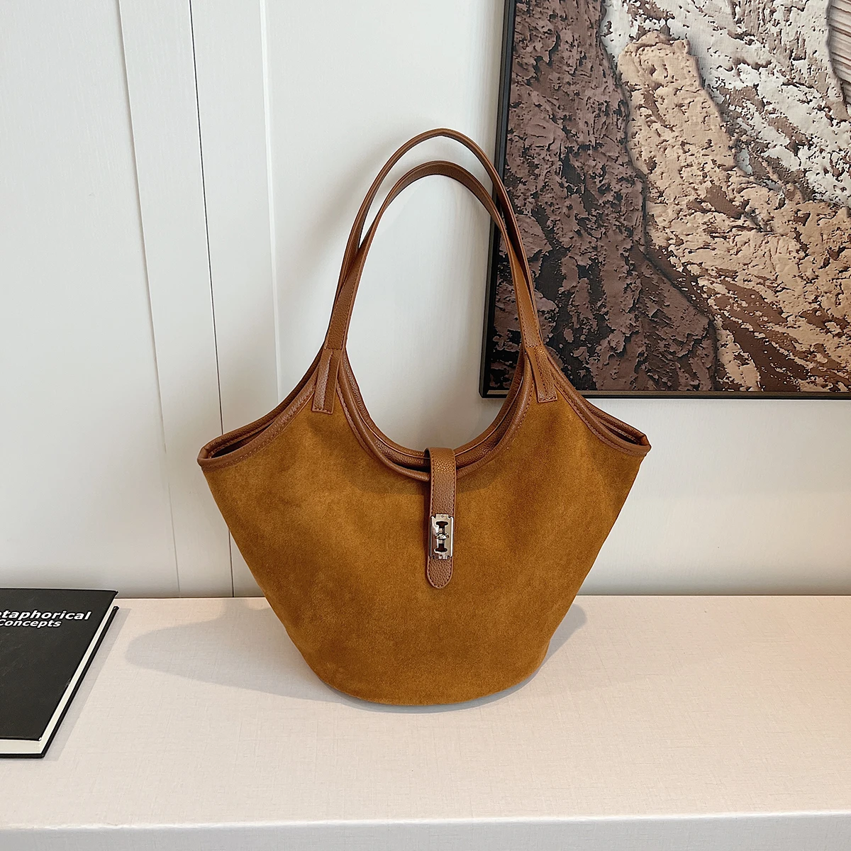 Sac à bandoulière rétro en daim pour femmes, sac à main Hobo de styliste à poignée supérieure pour le travail, le Shopping et les voyages