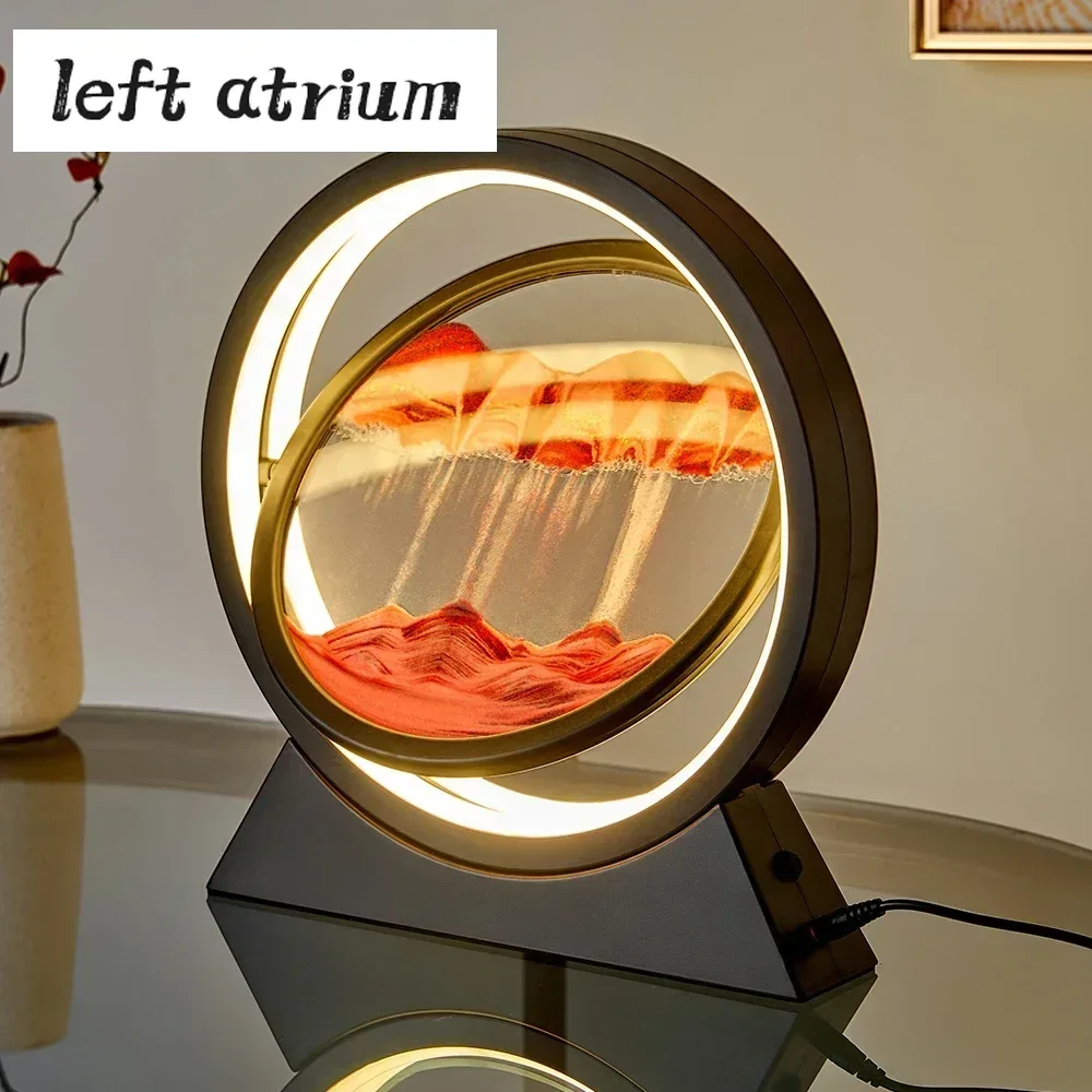 Lumière LED créative Quicksand lampe de Table mobile sable Art photo 3D sablier mer profonde paysage de sable chambre lampe pour la décoration intérieure cadeau