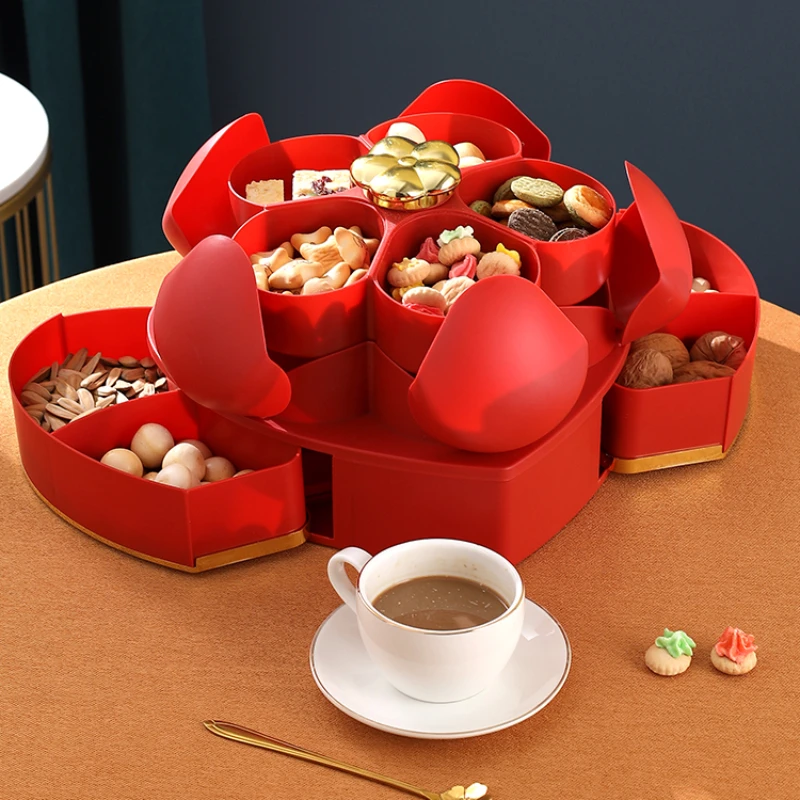 

Fruit Plate Household Living Room Coffee Table Double Layer Rotating Candy Box Creative Snack Dried Fruit Storage Box