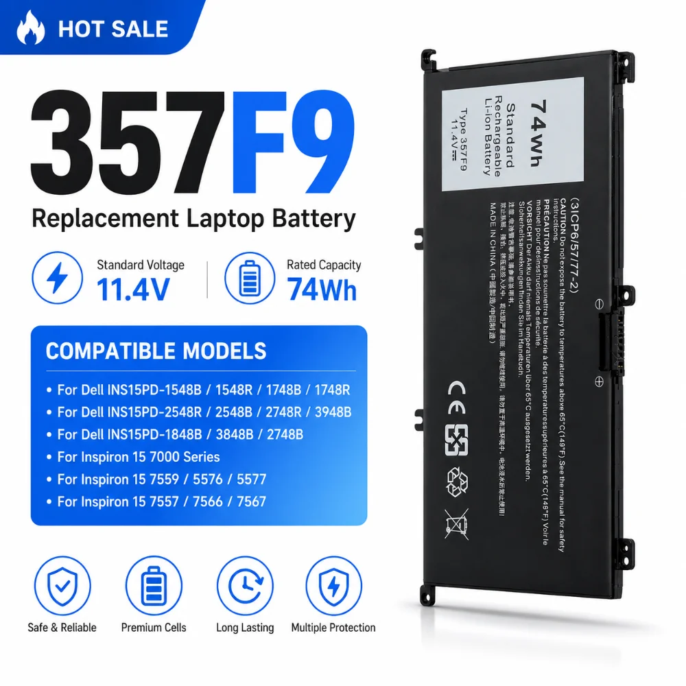 357F9 74Wh Laptop Battery for DELL Inspiron 15 7559 7000 7557 7567 7566 5576 5577 P57F P65F Inspiron 15-5577 Inspiron 15-7557