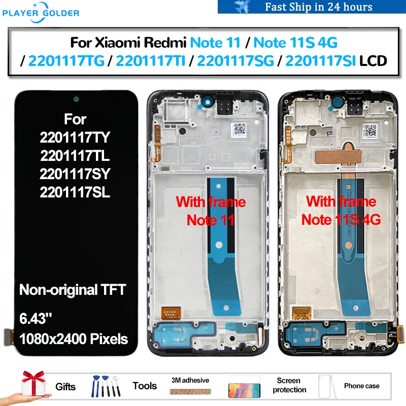 

TFT For Xiaomi Redmi Note 11 Note 11S 4G Pantalla lcd Display Touch Panel Screen Digitizer Assembly Replacement Accessory Parts