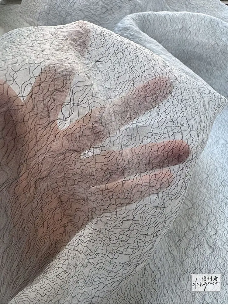 

Двухслойная сэндвич-пряжа, ткань, полупрозрачные шторы, платье, дизайнерская одежда, шитье, оптовая продажа, ткань, материал «сделай сам»