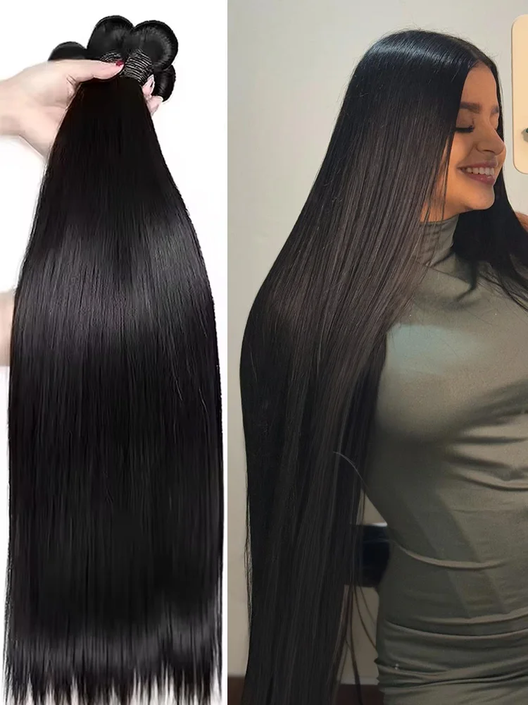 

30, 34 дюйма, прямые пучки человеческих волос, 2, 3, 4 пучка, пучки натуральных необработанных волос, 100% человеческие волосы, бразильское наращивание волос, плетение