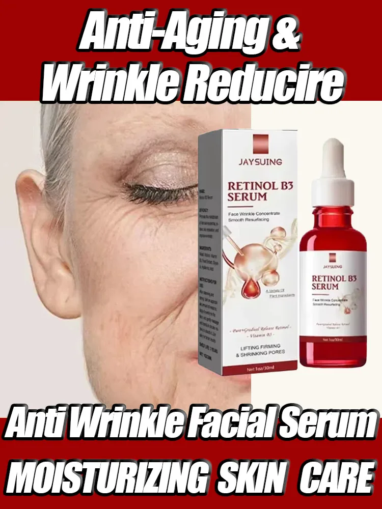 

Jaysuing Anti-Aging Reduce Wrinkle Retinol B3 Facial Serum Remove Wrinkle Fine Lines Around Eyes Feet Neck Wrinkle Skin Care