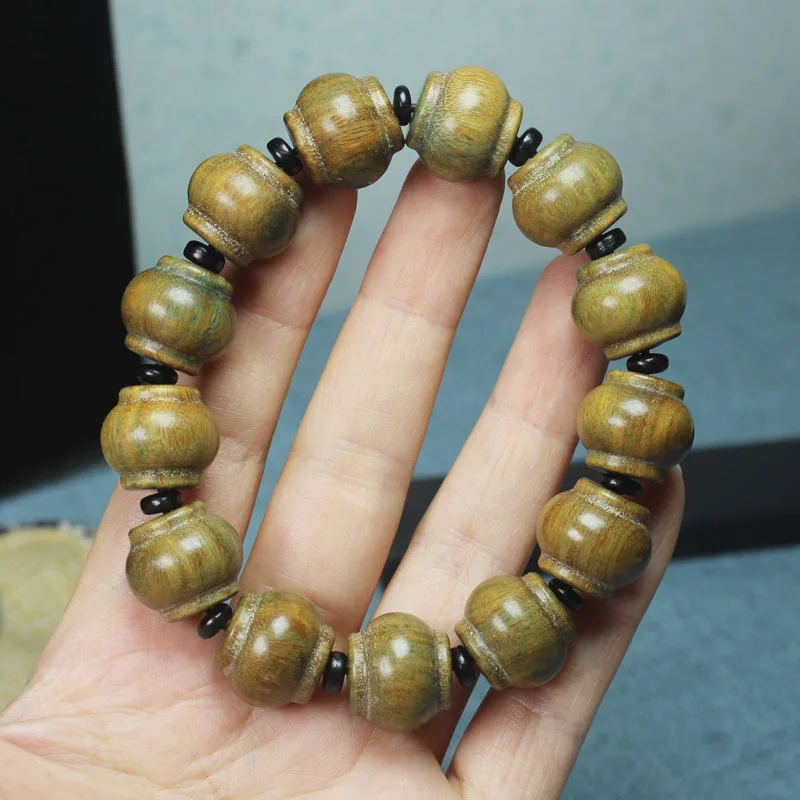 2026 Argentina Green Sandalwood Lantern Beads Bracelet 17*15 with Spacers Fragrant Prayer Beads Bracelet for Men Women Gifts