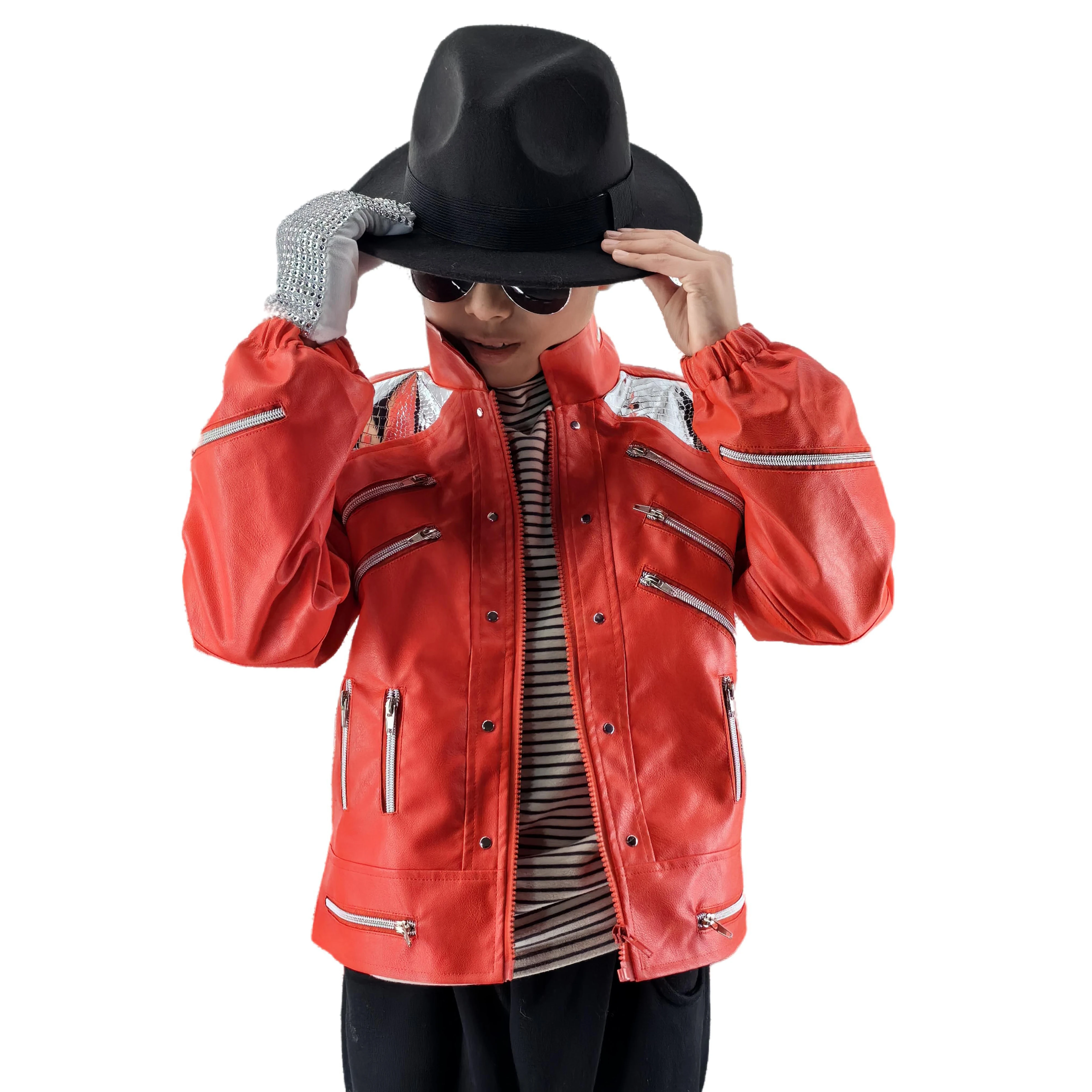 Impersonator Michael Joseph Jackson Costumes Jacket Beat It for Boys Girls Children Kid