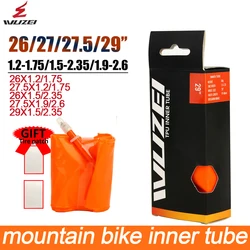 WUZEI Mountain Bike Ultralight Inner Tube+Tire patch 26/27.5/29x1.2/1.75/x1.5/2.35 FV 48MM MTB Bike Inner Tube Bicycle Parts