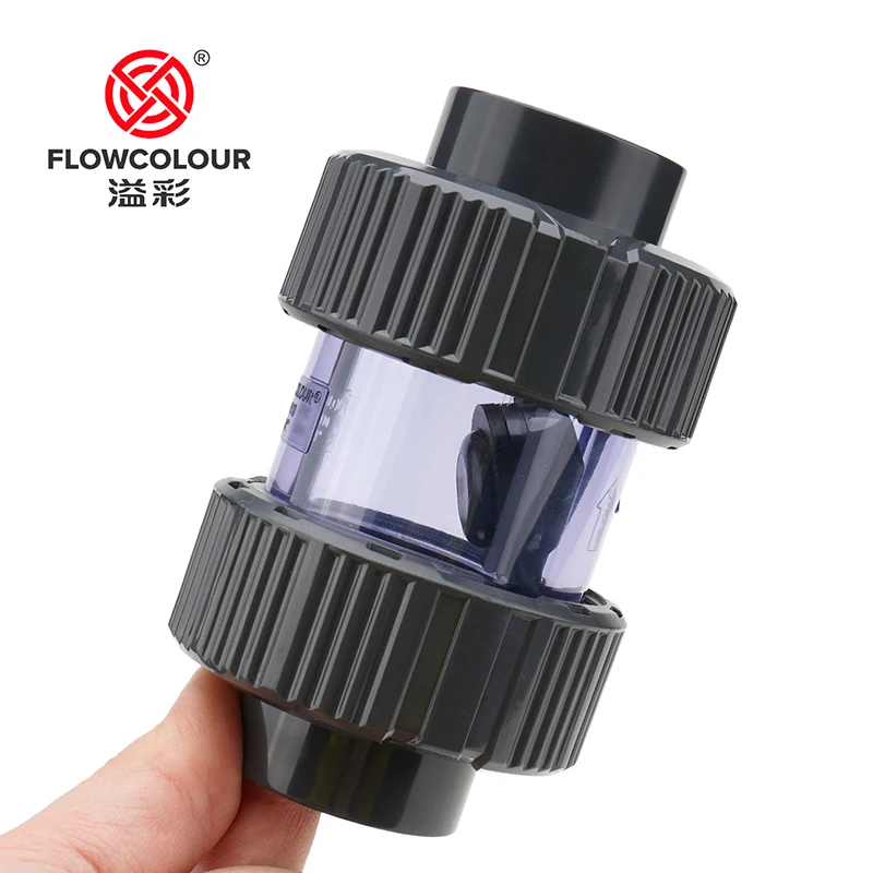 Flowcolour UPVC 25mm-32mm Gray Swing Check Valve Non-Return Flap Valve One Way Valve Fish Tank Connector Pipe Fittings