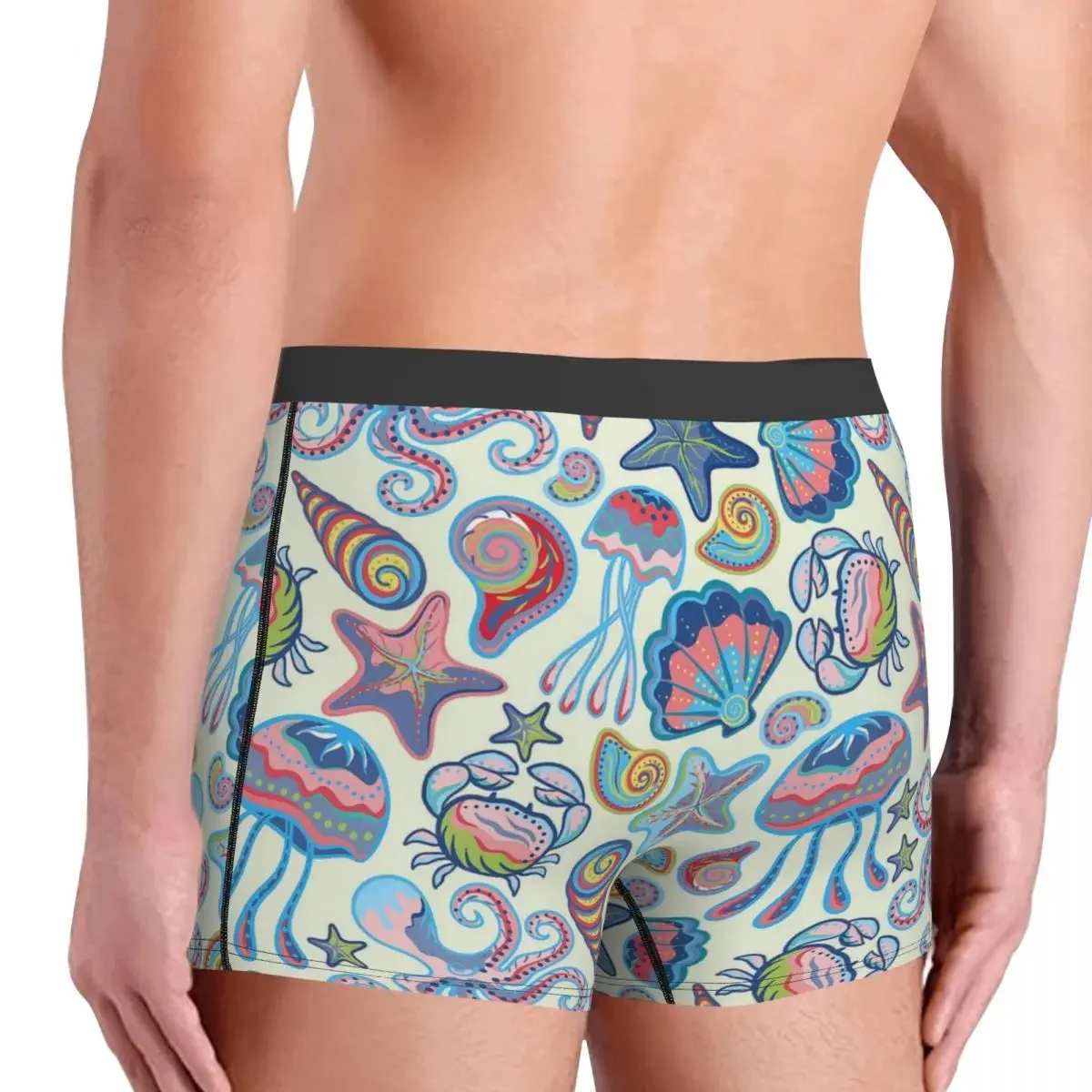 Animals of the Sea Alever Gentle Free and Happy Colour Slip, Culotte en coton, Sous-vêtements pour hommes, Shorts ventilés