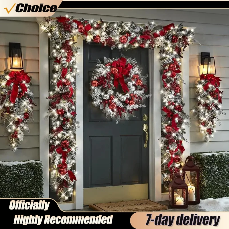 Christmas Vine Hanging Garland Christmas Wreath for Front Door Christmas wreath decoration Home Decor Christmas Decoration