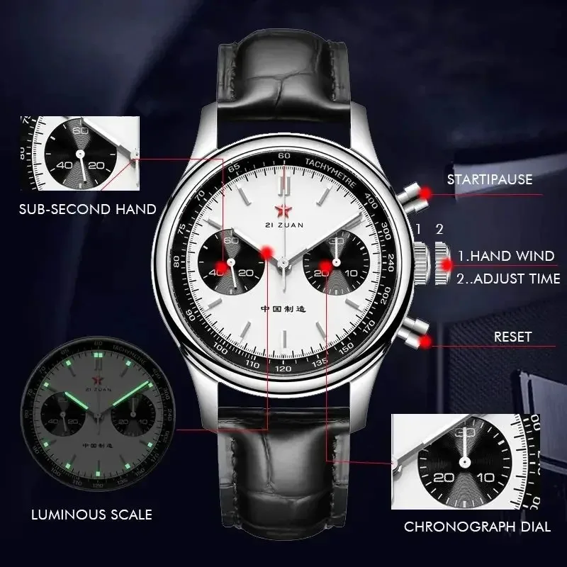 New ST1901 Mechanical Watch  Seagull 1963 Watch Sapphire 38mm 40mm Watches China Airlines Chronograph Waterproof Luminous Watch