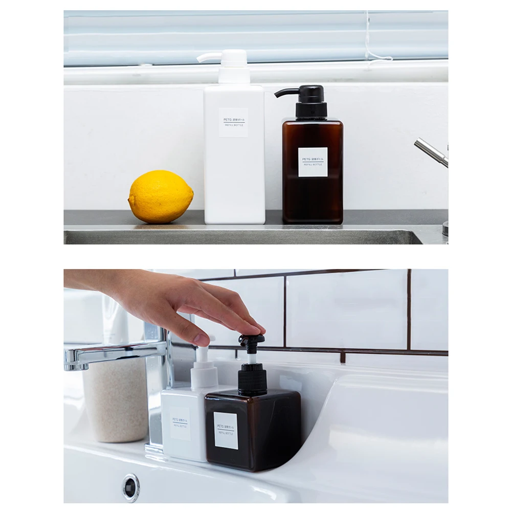 Dispenser di bottiglie di plastica vuote per pompe 250ml/450ml/650ml bottiglie di Shampoo per lozioni liquide riutilizzabili con testa di pompaggio trasparente