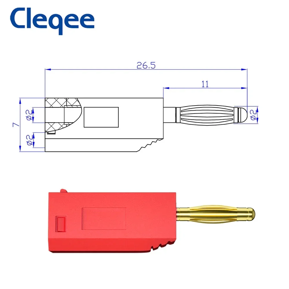 Cleqee P3012 10PCS 2mm Banana Plug Jack Gold Plated Copper Stackable Banana Plug Connector for Binding Post Test Probes 5 Color