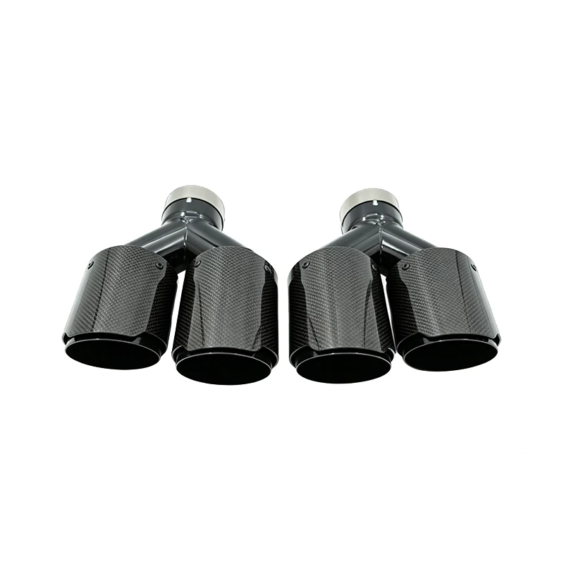Car Carbon Fiber Bright Muffler Tip Y model Shape Double Exit Exhaust  Pipe Mufflers Nozzle Decoration Universal Stainless Black