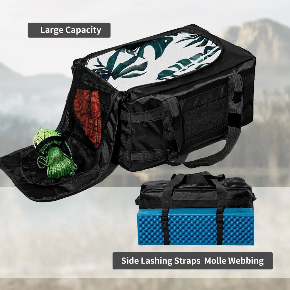 Large Capacity Multi-Way Outdoor Travel Duffel Bag with Backpack Straps 54L/90L Black Khaki Green - Convertible Luggage Bag