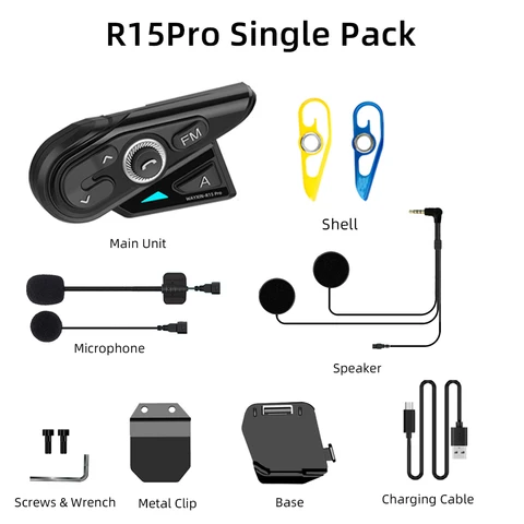 Мотогарнитура WAYXIN R15 Pro: 8-канальный Универсальный Интерком, FM-радио, Водонепроницаемая, С Шумоподавлением Для Мотокросса