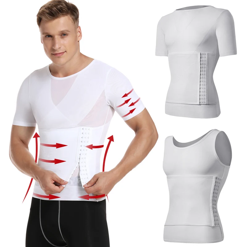 Camisas moldeadoras de cuerpo para hombre, ropa moldeadora de Abdomen, envoltura adelgazante de barriga, moldeadores de ginecomastia, corsé, entrenador de cintura, Fajas Tops