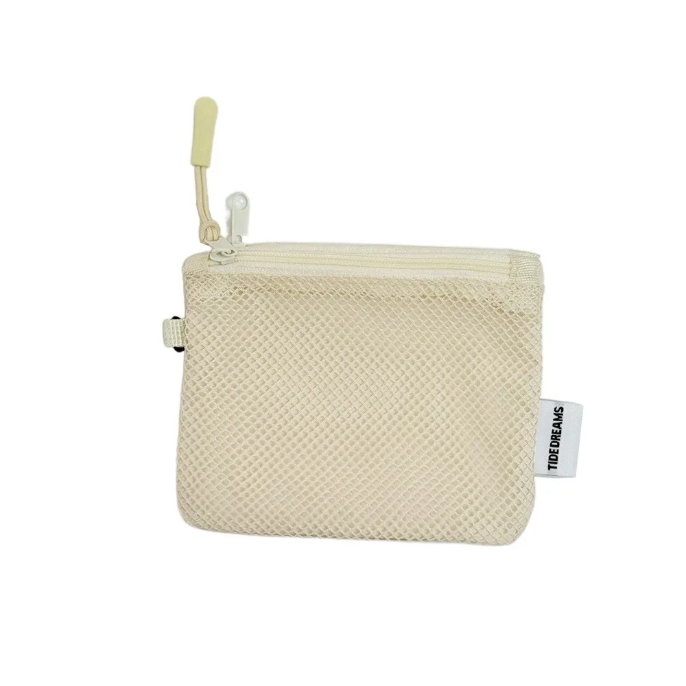 Double Zipper Mesh Storage Bag Large Capacity Space Saving Mini Makeup Pouch Visible Double-layer Portable Coin Purse Cosmetic