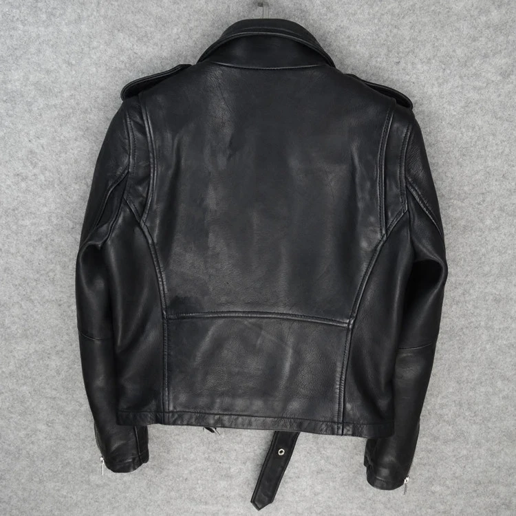 ผู้หญิงอิตาเลี่ยนน้ํามันขี้ผึ้ง Sheepskin Heavy Wash เข็มขัดพับ SLIM FIT หัวรถจักร