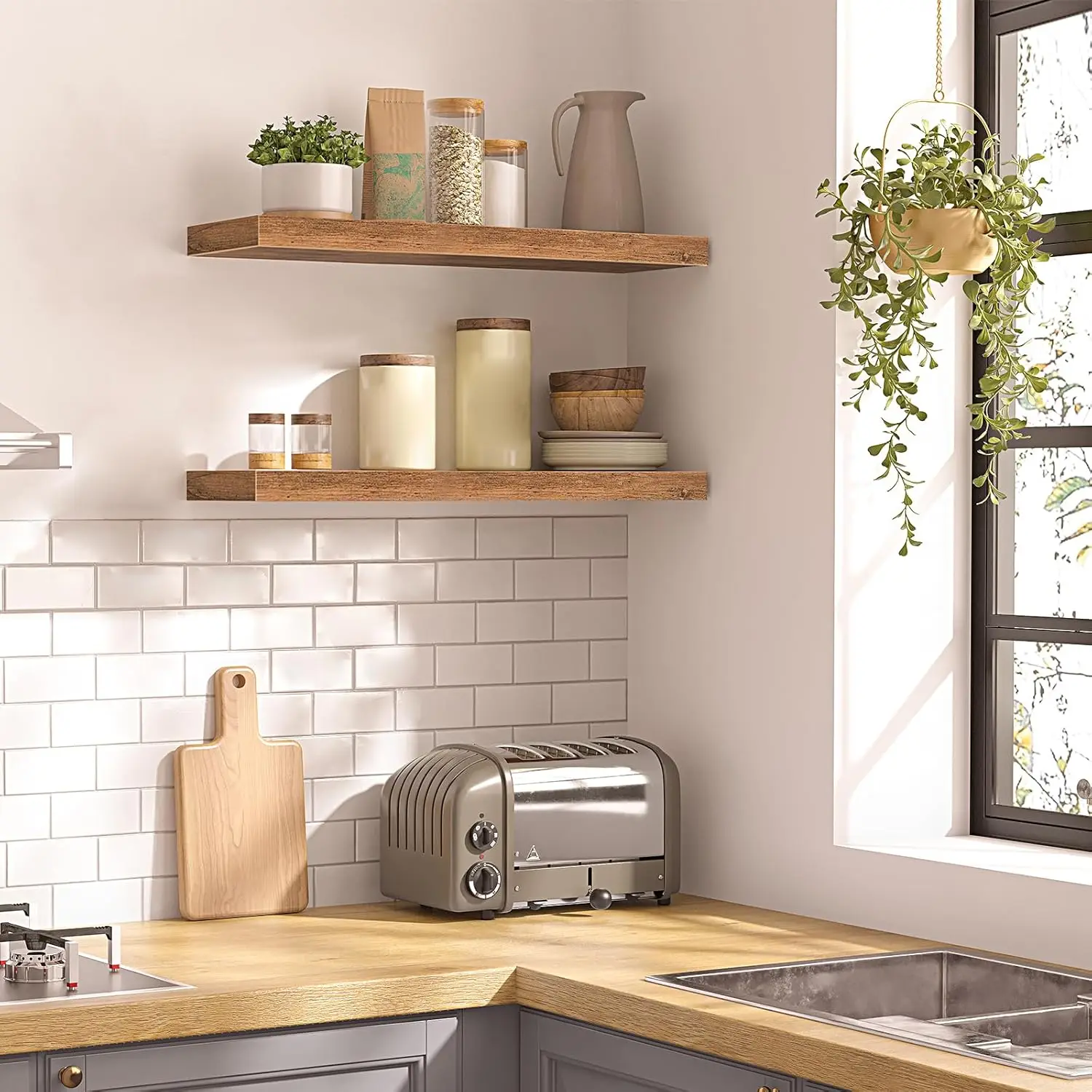 

Настенная полка Hoobro с невидимыми кронштейнами, 23,6 дюйма