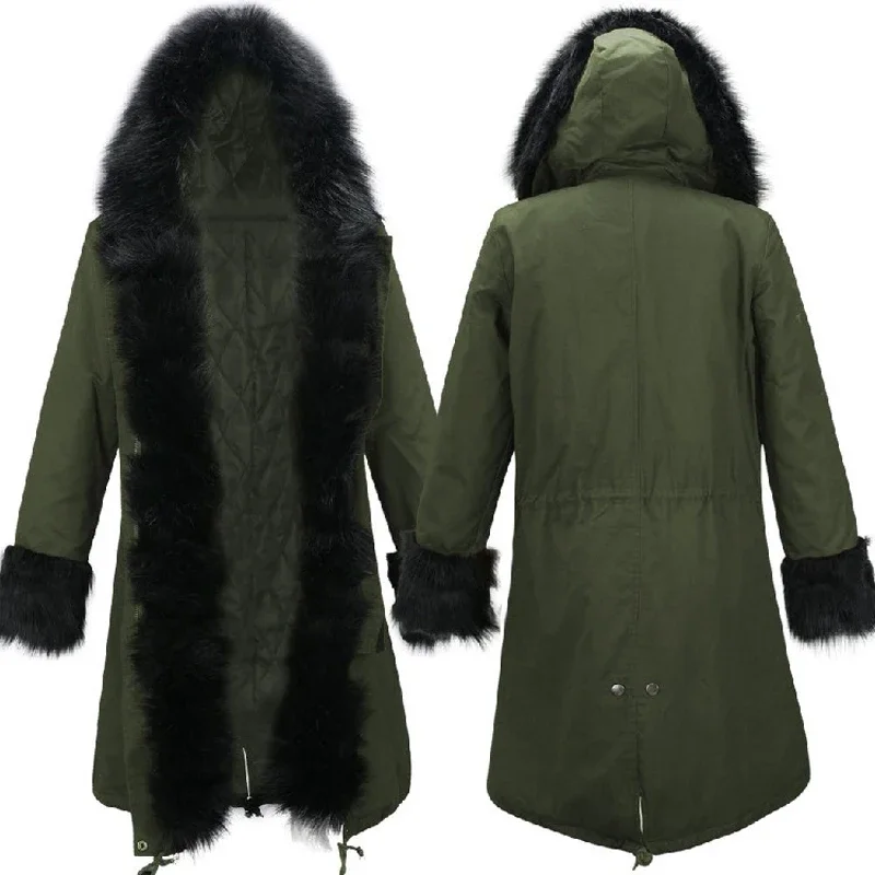 CPSYMYM Otoño e Invierno nuevo abrigo delgado y cálido para mujer abrigo largo europeo y americano con capucha Chaqueta de algodón