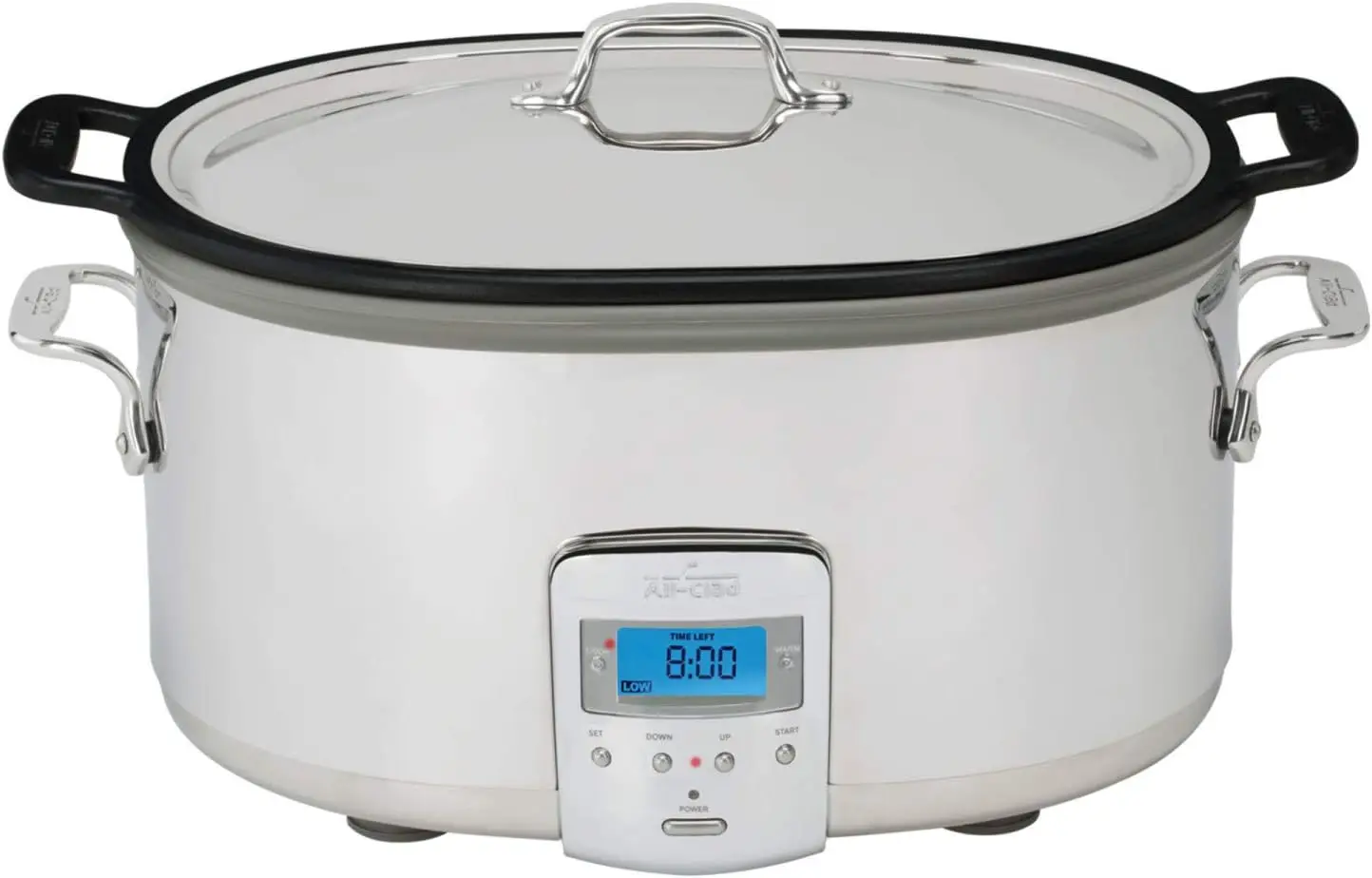 All-Clad Stainless Steel Electric Slow Cooker 7 Quart, Aluminum Insert, Programmable LCD Screen Digital Timer, SD700350, Silver