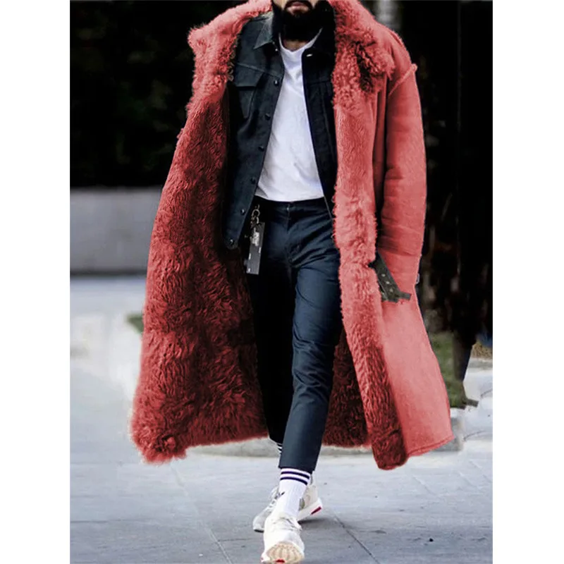 

Heavy Industry Retro Warm Coat Independent Station Faux Fur Men's Coat European Station Popular Thickened Coat