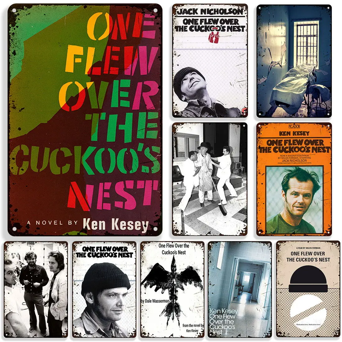 One Flew Over the Cuckoo's Nest Poster Movie Wall Sign Decorative Metal Sign Retro Metal Poster Club Bar Club Rusty Metal Plaque