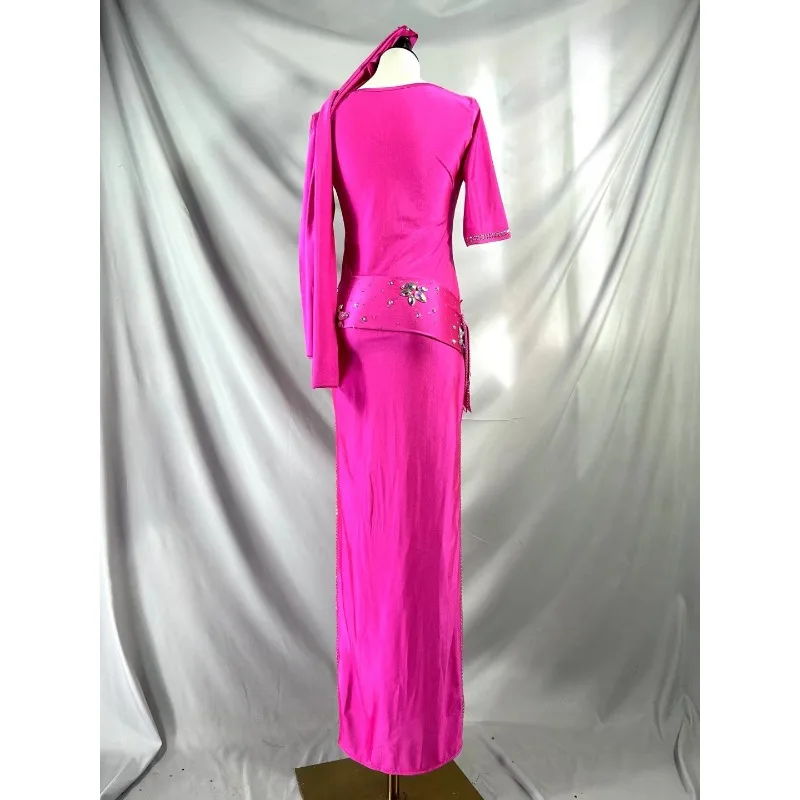 Sukienka do tańca brzucha, ludowa, zdobiona diamentami, Baladishabbi, strój do występów, sukienka na zawody dla zespołu tanecznego w stylu orientalnym.