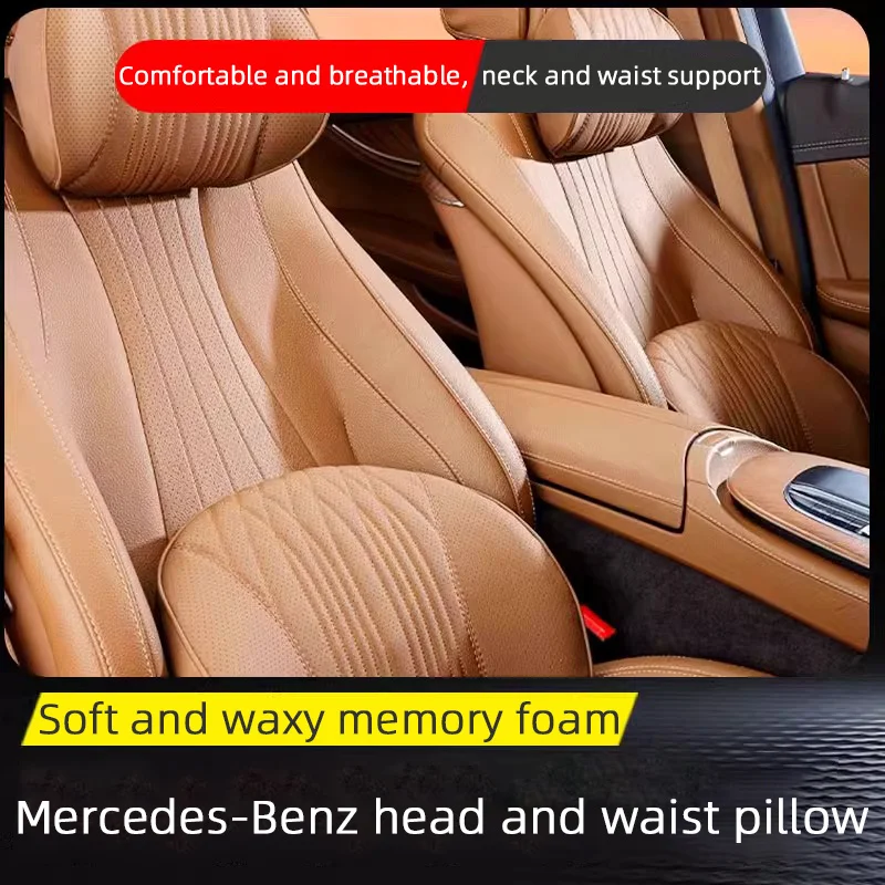 

Memory Foam Embrace Fit Headrest Car Neck Pillow Premium Seat Lumbar Waist Support Backrest Travel Cushion For Mercedes Benz C E