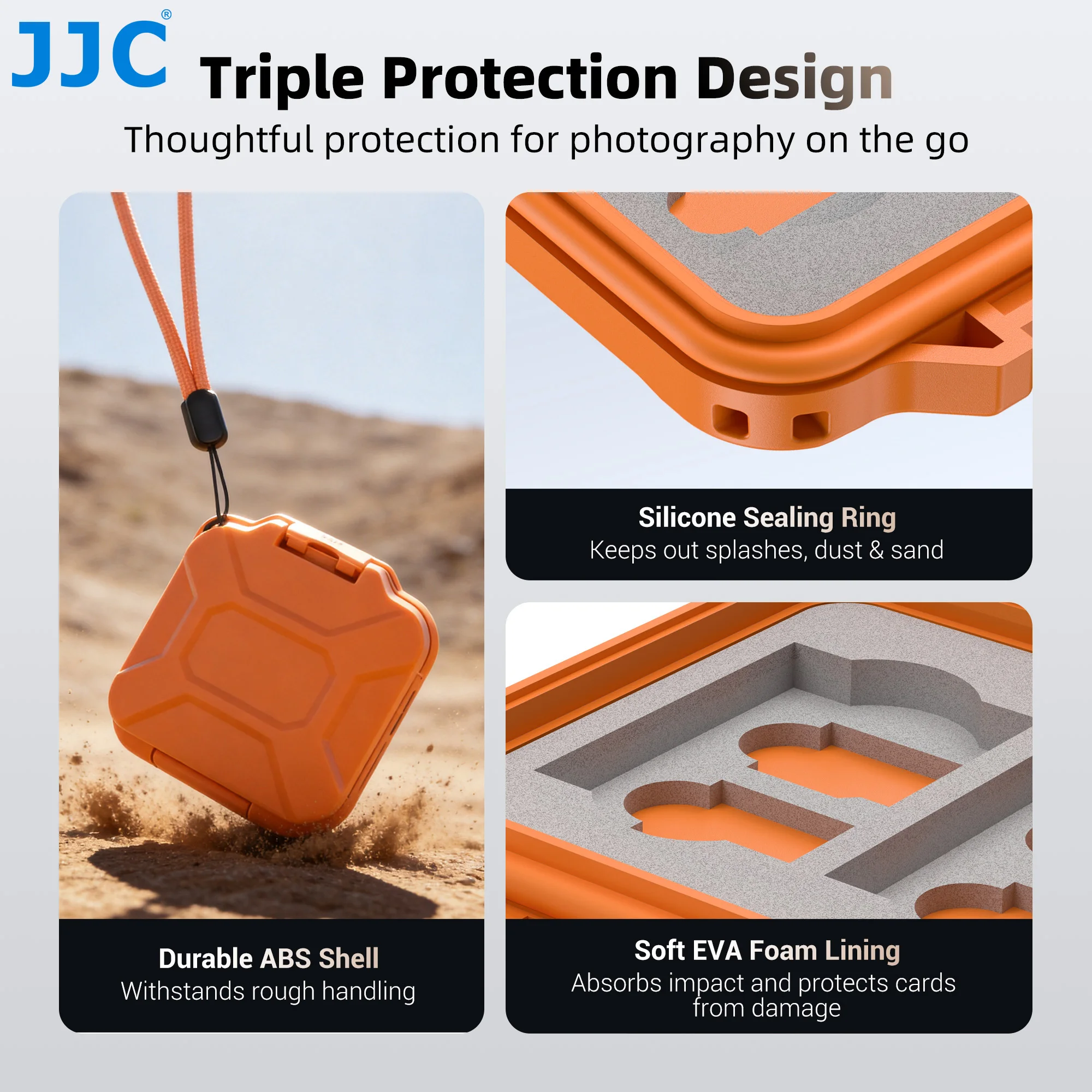 JJC SD-Kartenhalter für SD-, MSD- und TF-Karten, tragbare, stoßfeste Aufbewahrungsbox für Speicherkarten, geeignet für 8 Micro-SD-Karten, 4 SD-, SDHC- und SDXC-Karten. – Detail 4