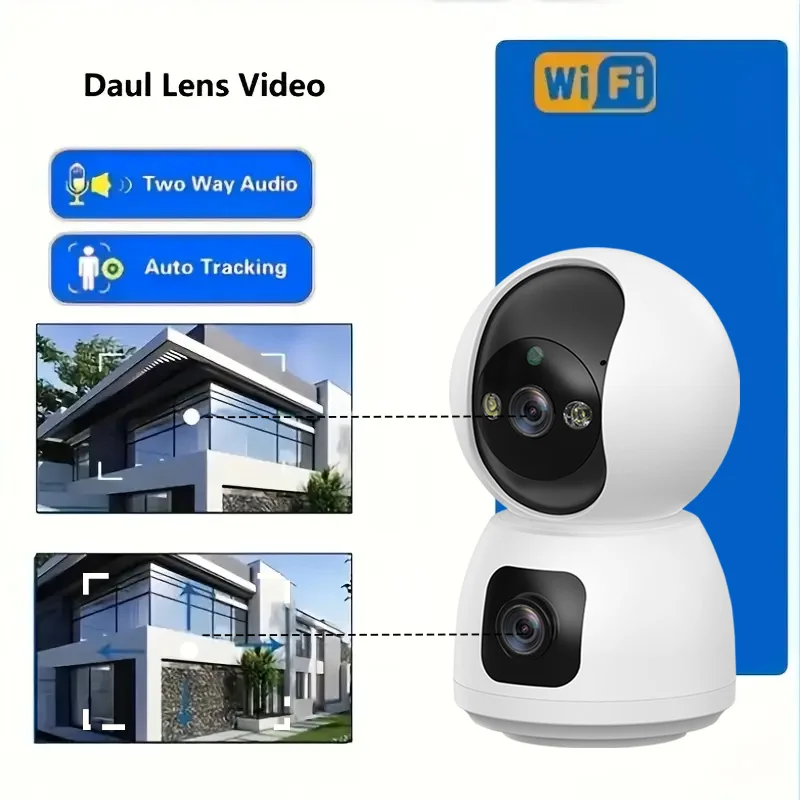 M606 Wifi Camera 360° Coverage Two-way Talk Surveillance Security Human Pet Detection One Touch Call Camera 1-2Pcs