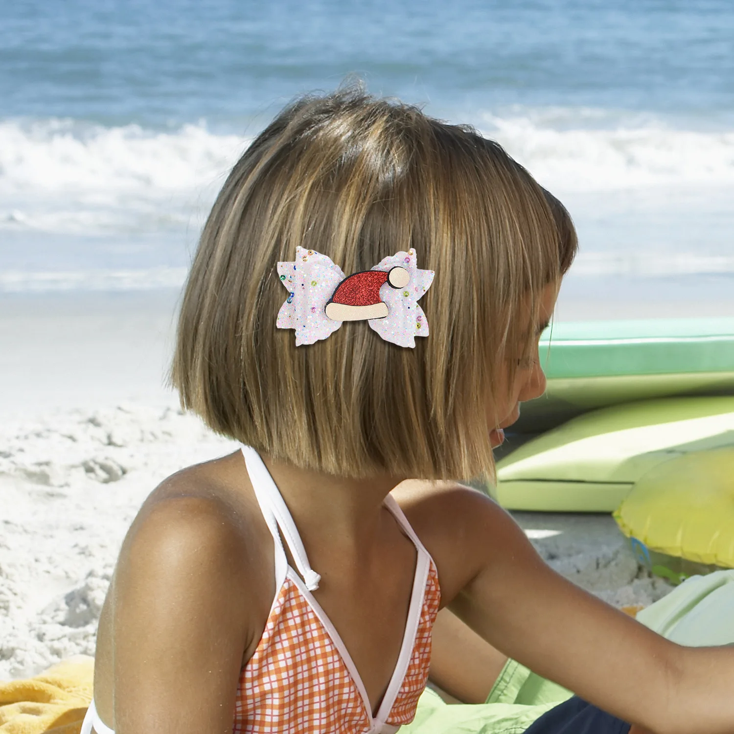 10 قطع من مشابك الشعر اللامعة والترتر اللامع على شكل فيونكة، مجموعة إكسسوارات حفلات عيد الميلاد للنساء والفتيات