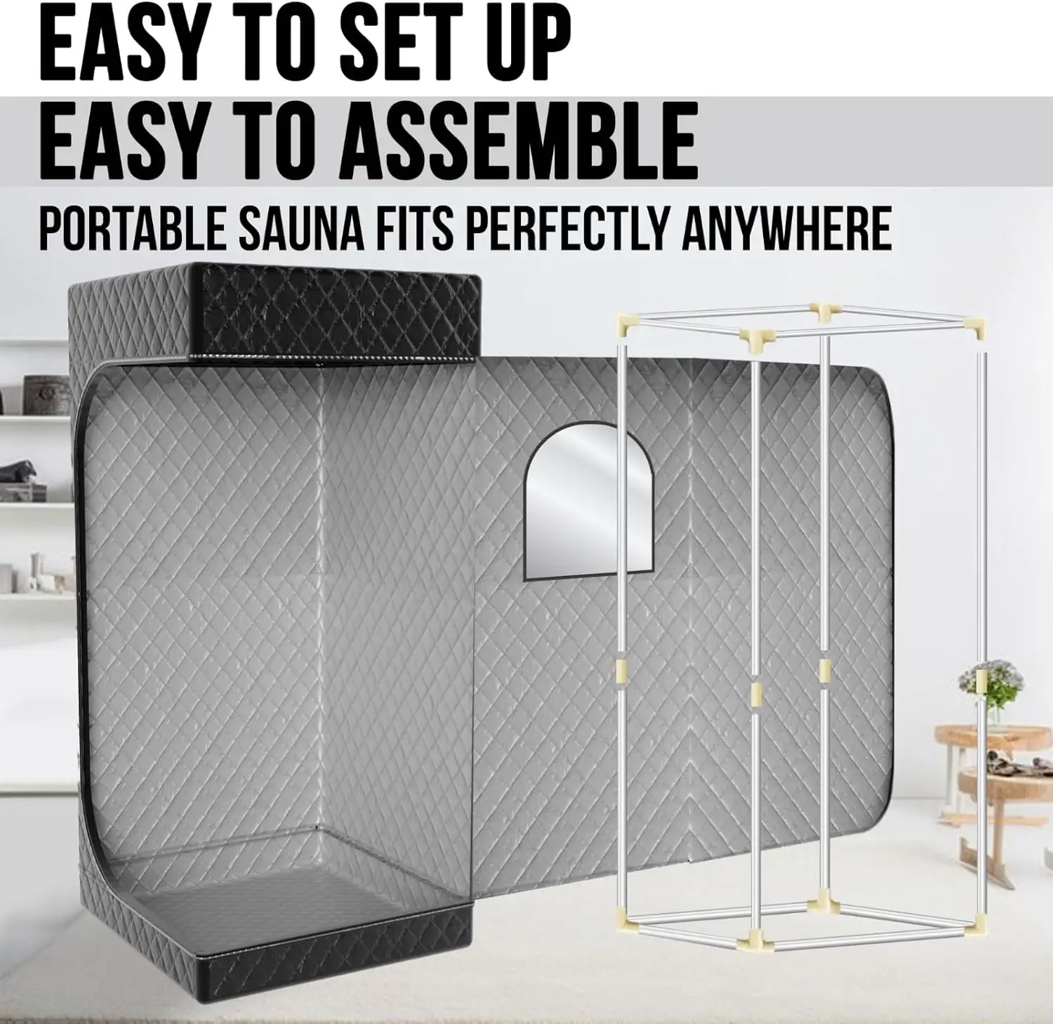 3L 1200W Portable Steam Sauna Tent with 95 Min Timer, Foldable Chair Oxford Fabric Personal Sauna 71