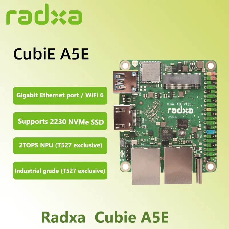 Radxa Cubie A5E A527 / T527 8-rdzeniowy procesor Podwójny gigabitowy port sieciowy Płyta klasy przemysłowej Nowość